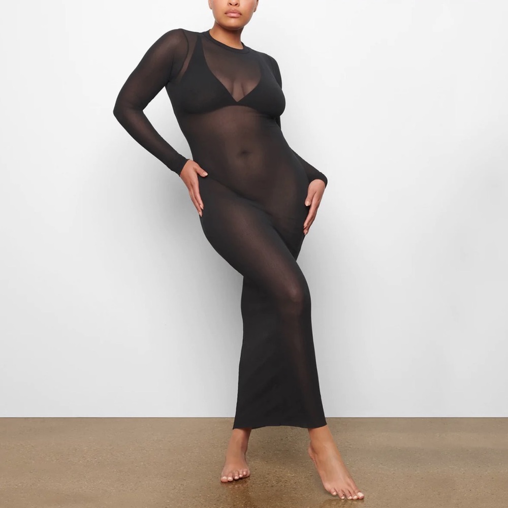 SKIMS Mesh Long Sleeve Dress